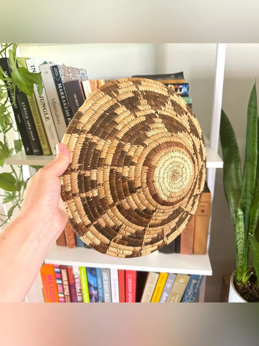 Handwoven Star Design Coiled Basket / Earthy Boho Decor / Eclectic Global Home